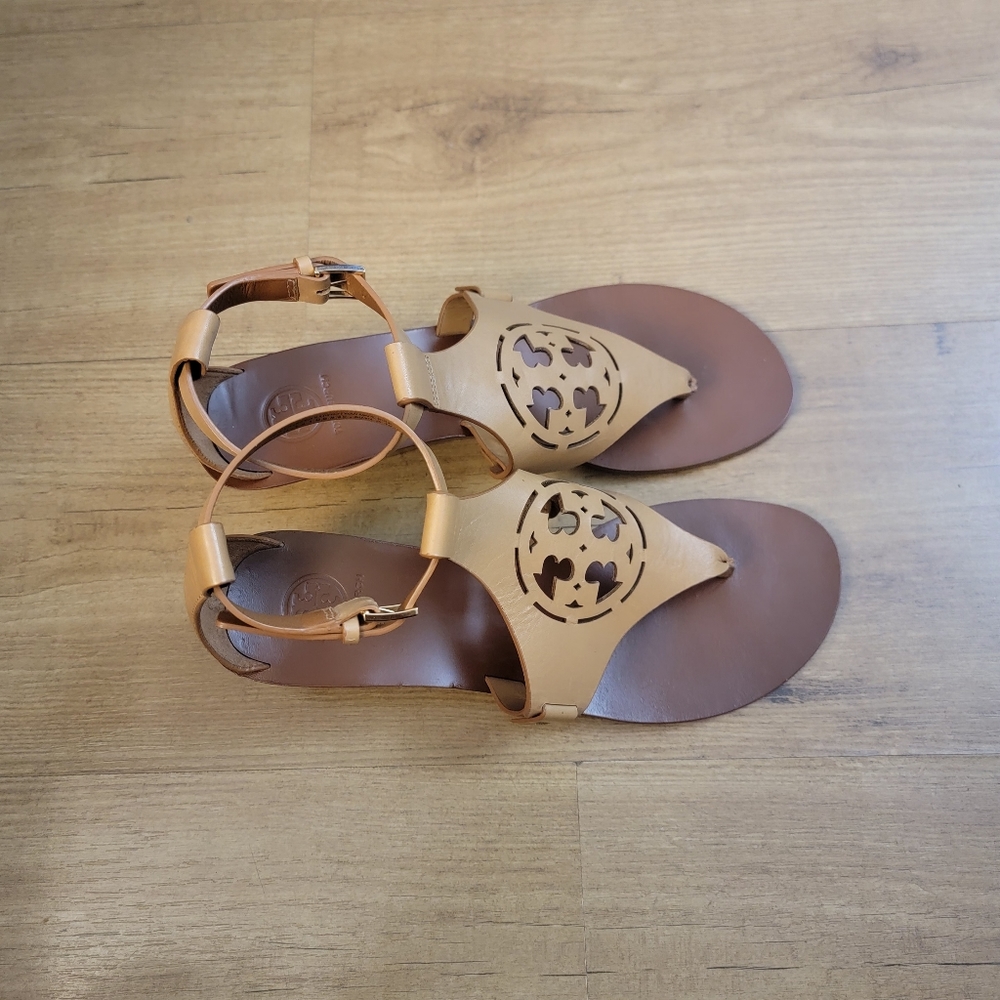 Tory Burch Zoey Leather Logo Wedge Sandals - Picture 9 of 12